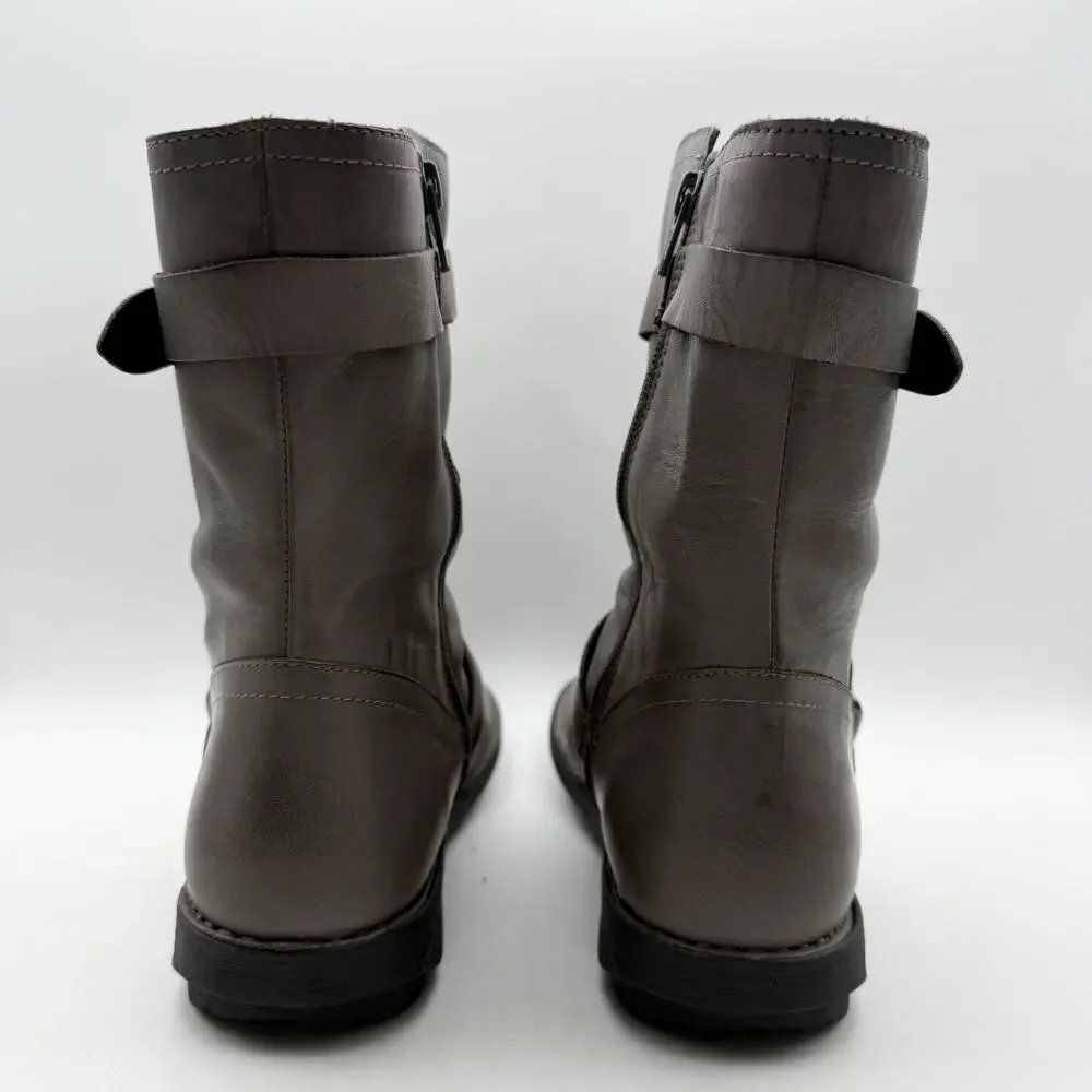 Miz Mooz Womens Pasha Mid Calf Boots EU 39 US 8.5 Grey Leather NIB